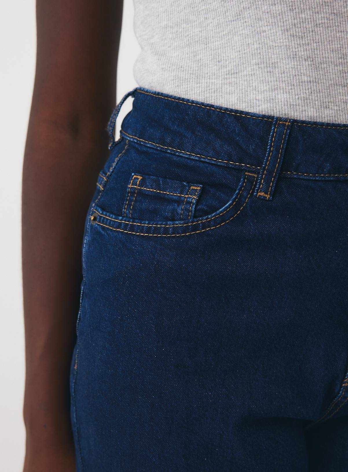 Dark Denim Cotton Blend Mom Jeans 10R - Image 3